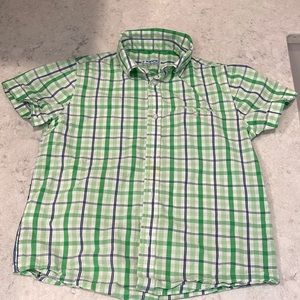 Mayoral Green blue and white Plaid button down ,size 5